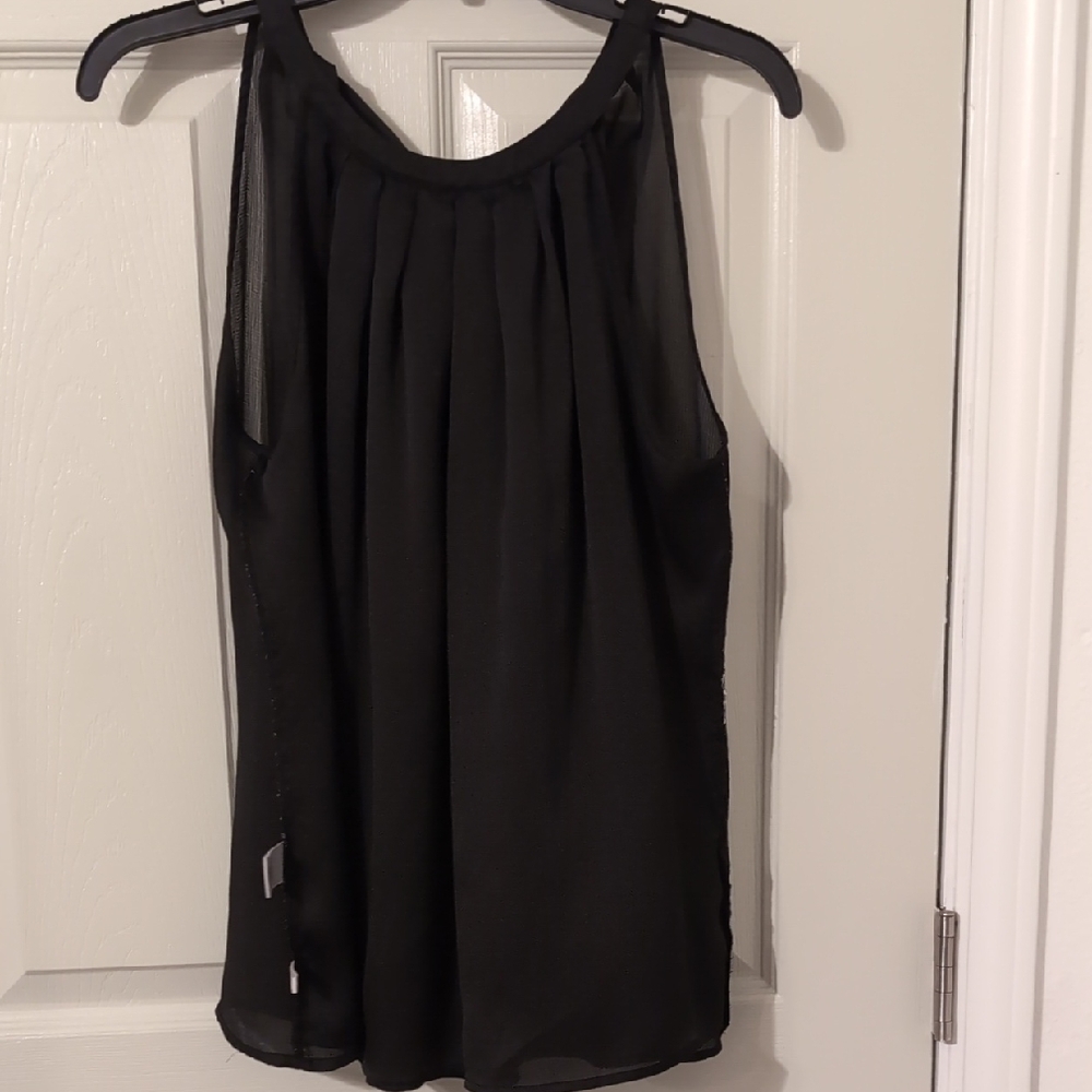 New York & Company Elegant Black Sleeveless Blouse